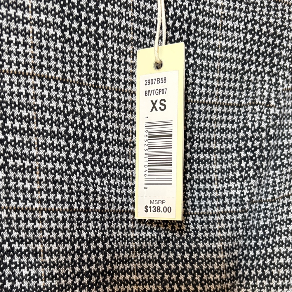 Max studio Plaid Midi Sheath Dress with Contrast leather Trim - Black & White - Picture 4 of 4